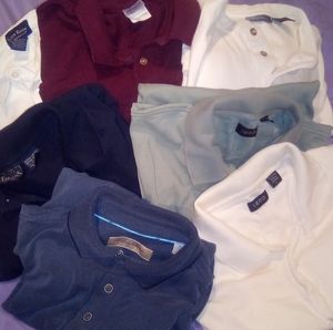 7 men's size L polo shirts.